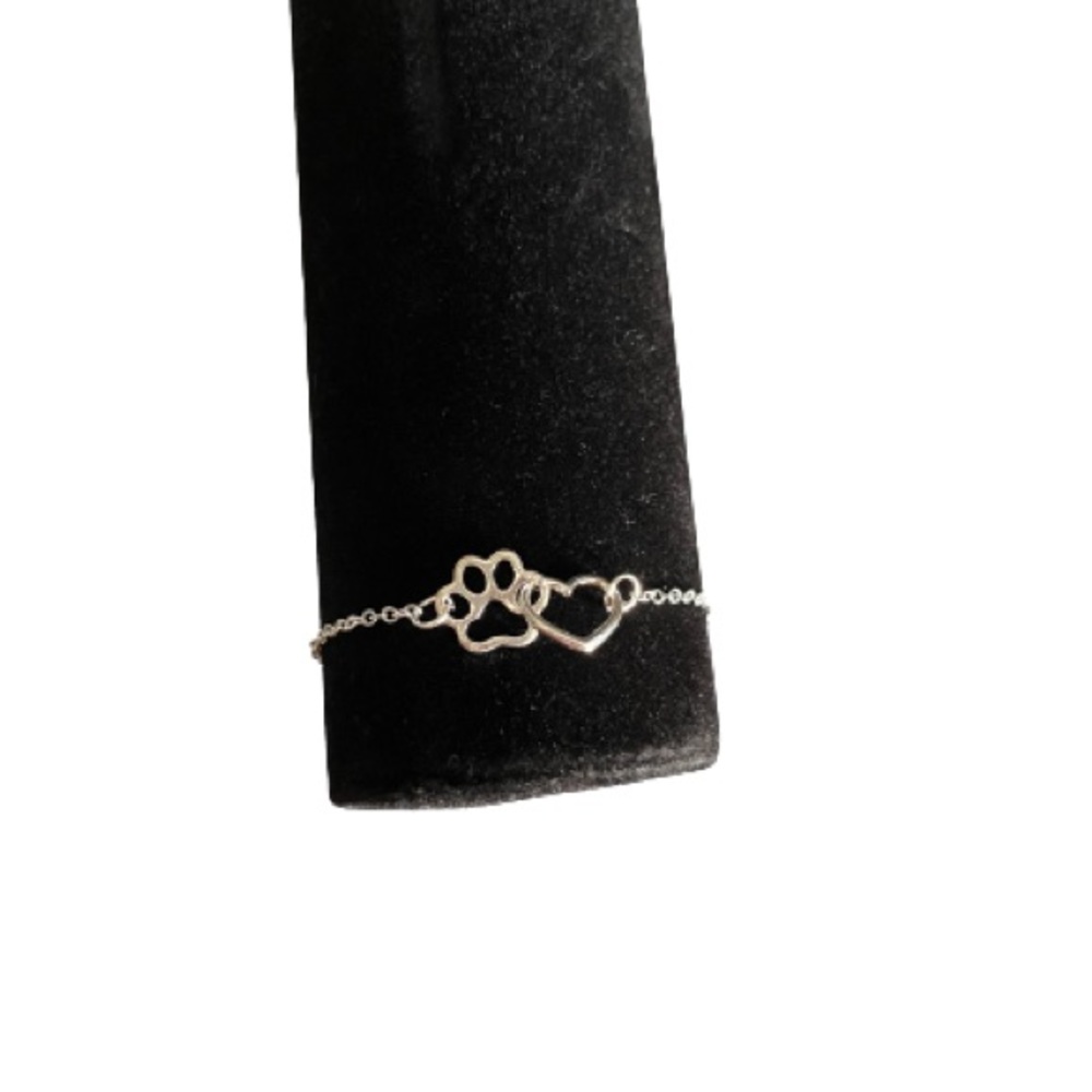 Sterling silver paw heart bracelet
